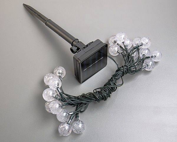 LED SOLAR-Lichterkette 20 Kugeln bunt Dauerlicht und Blinkfunktion Auto-AN