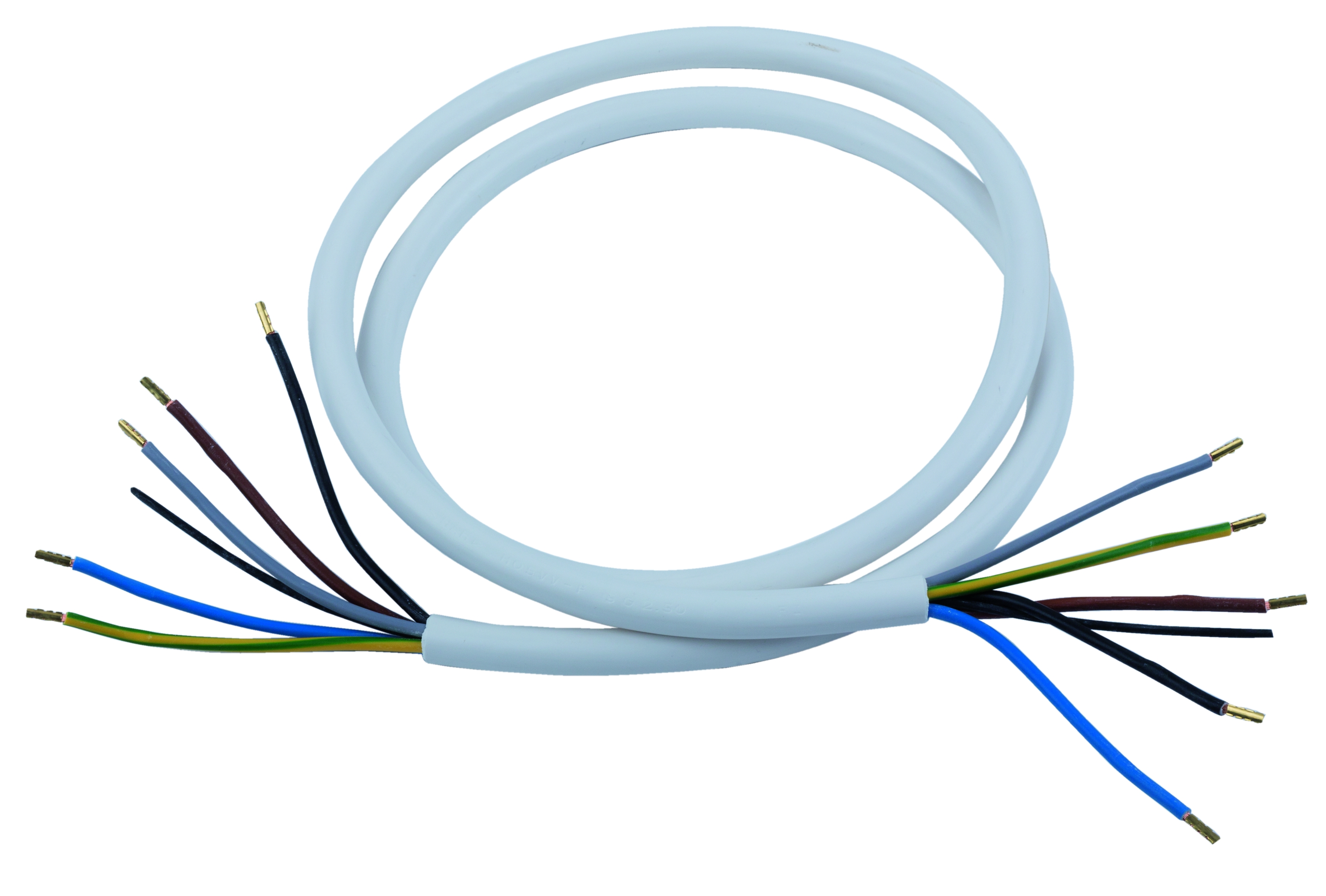 Herdanschlussleitung weiss 1,5 Meter H05 VV-F 5G 5G2,5 qmm mit Aderenhülsen auf beiden Seiten  