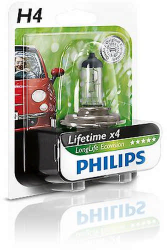 Philips H4 12342LLC1 LongerLife 4x Vision 12 Volt 60/55 Watt P43t-38